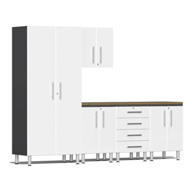 Ulti-MATE Garage 6-Piece Cabinet Kit with Bamboo Top in Starfire White Metallic