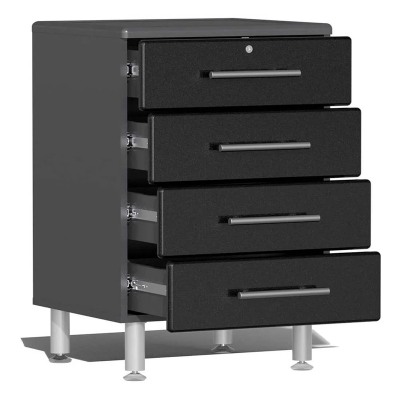 Ulti-MATE Garage 4-Piece Cabinet System with Bamboo Worktop in Midnight Black Metallic