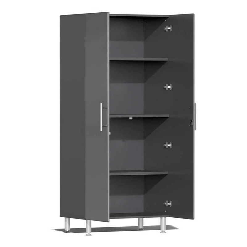 Ulti-MATE Garage 4-Piece Cabinet System with Bamboo Worktop in Graphite Grey Metallic