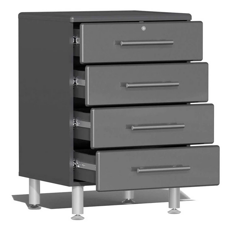 Ulti-MATE Garage 4-Piece Cabinet System with Bamboo Worktop in Graphite Grey Metallic