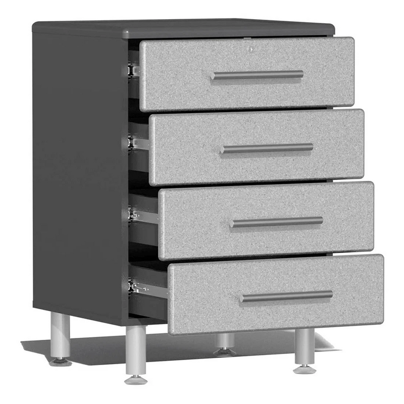 Ulti-MATE Garage 4-Piece Cabinet System with Bamboo Worktop in Stardust Silver Metallic