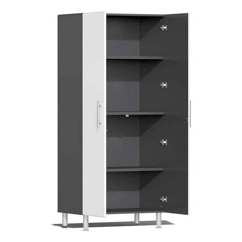 Ulti-MATE Garage 4-Piece Cabinet System with Bamboo Worktop in Starfire White Metallic
