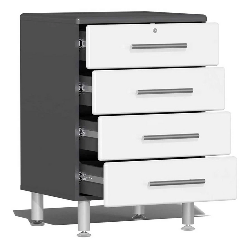 Ulti-MATE Garage 4-Piece Cabinet System with Bamboo Worktop in Starfire White Metallic