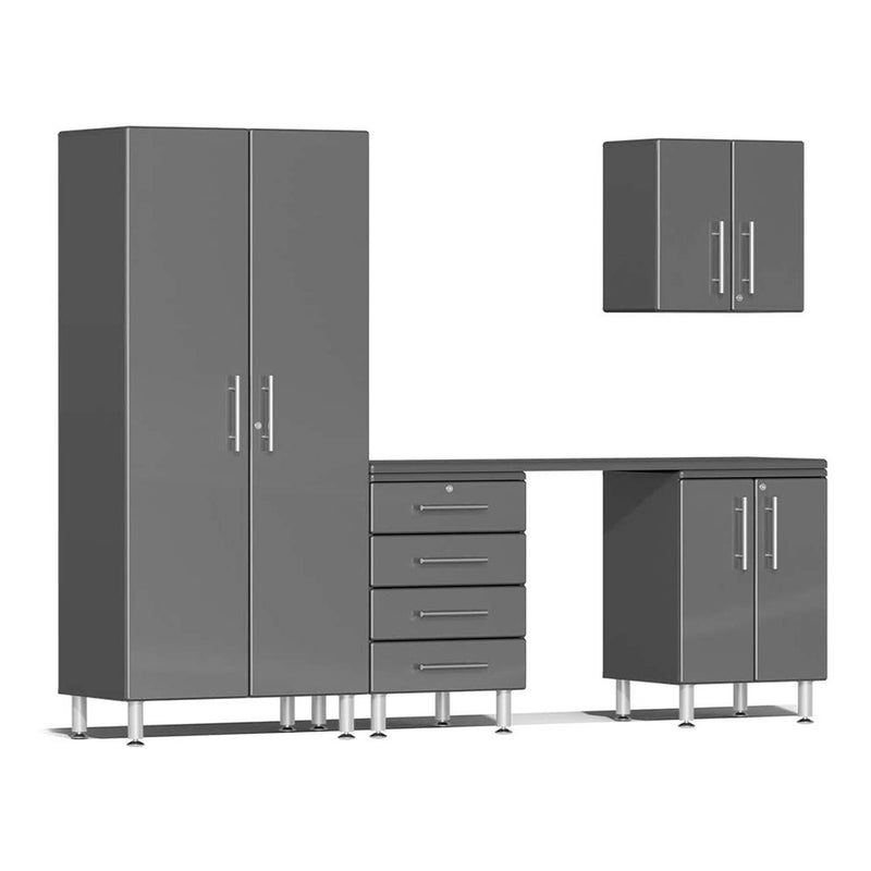Ulti-MATE Garage 5-Piece Cabinet Set with Channeled Worktop in Graphite Grey Metallic