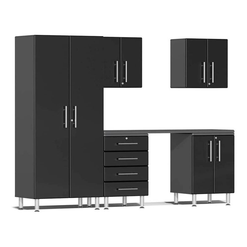 Ulti-MATE Garage 6-Piece Cabinet Set with Channeled Worktop in Midnight Black Metallic