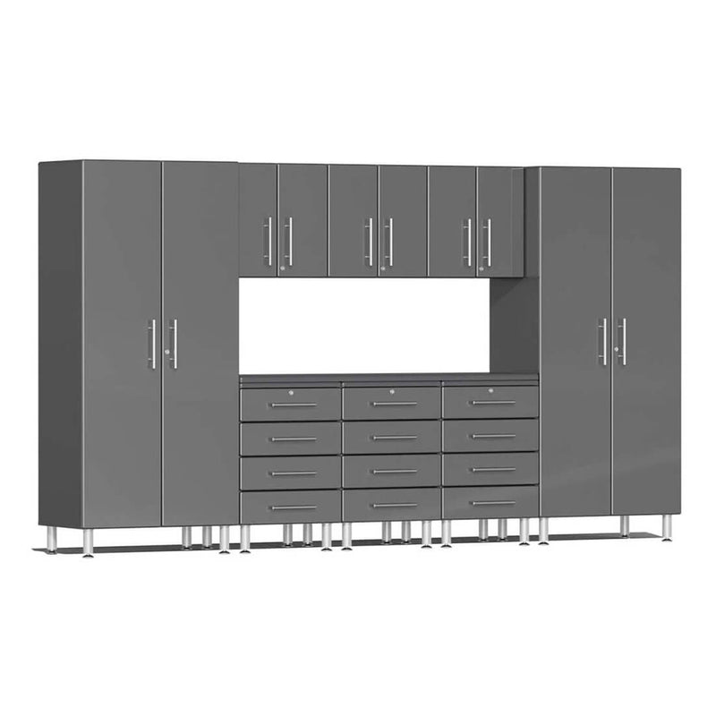 Ulti-MATE Garage 9-Piece Cabinet Kit with Channeled Worktop in Graphite Grey Metallic