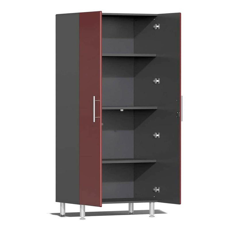 Ulti-MATE Garage 9-Piece Cabinet Kit with Channeled Worktop in Ruby Red Metallic