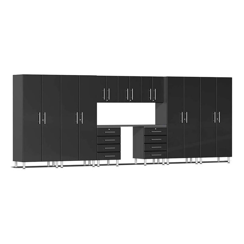 Ulti-MATE Garage 10-Piece Cabinet Kit with Channeled Worktop in Midnight Black Metallic