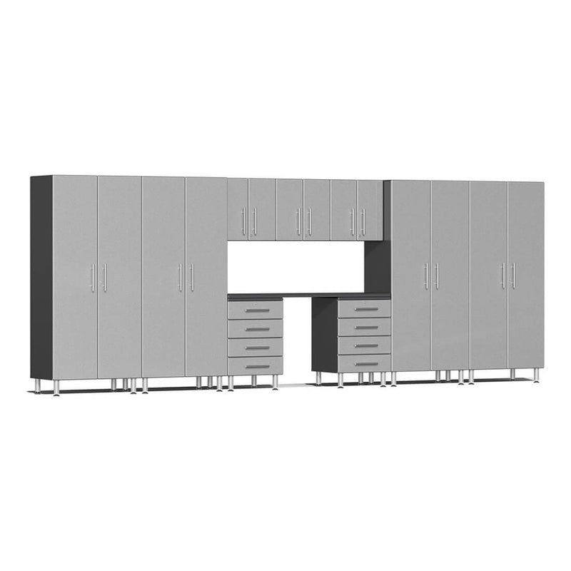 Ulti-MATE Garage 10-Piece Cabinet Kit with Channeled Worktop in Stardust Silver Metallic
