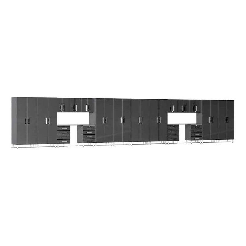 Ulti-MATE Garage 20-Piece Cabinet Kit with Channeled Worktops in Midnight Black Metallic