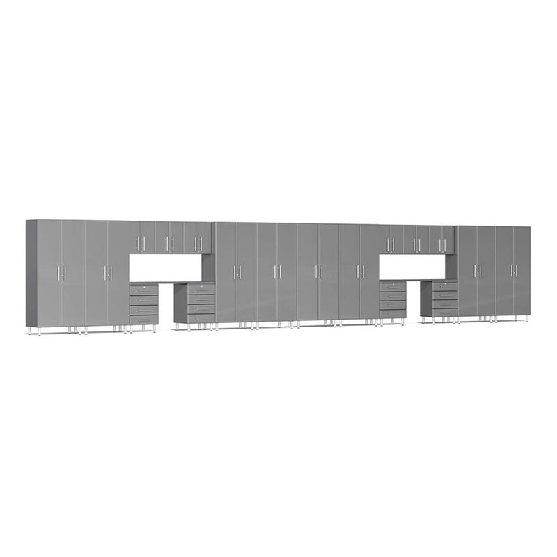Ulti-MATE Garage 20-Piece Cabinet Kit with Channeled Worktops in Graphite Grey Metallic