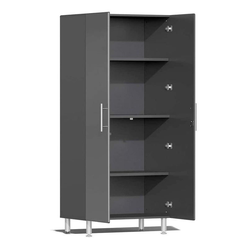 Ulti-MATE Garage 20-Piece Cabinet Kit with Channeled Worktops in Graphite Grey Metallic