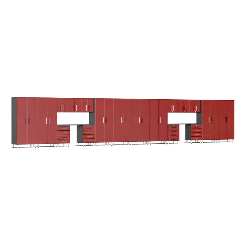 Ulti-MATE Garage 20-Piece Cabinet Kit with Channeled Worktops in Ruby Red Metallic