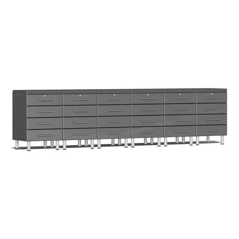 Ulti-MATE Garage 8-Piece Workstation Set with Channeled Worktop in Graphite Grey Metallic