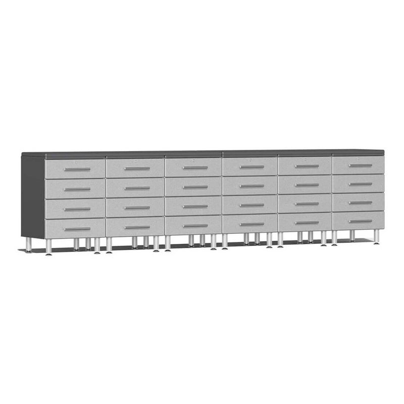 Ulti-MATE Garage 8-Piece Workstation Set with Channeled Worktop in Stardust Silver Metallic