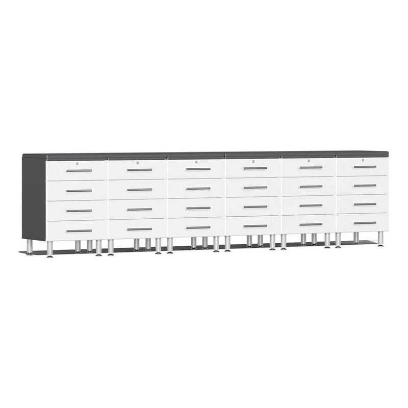 Ulti-MATE Garage 8-Piece Workstation Set with Channeled Worktop in Starfire White Metallic