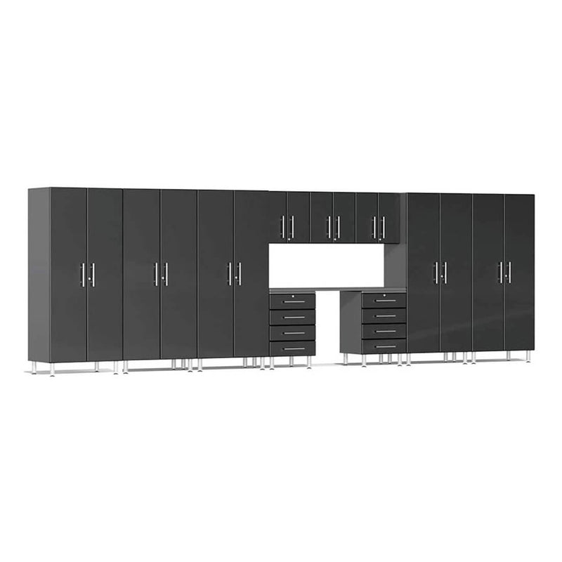 Ulti-MATE Garage 11-Piece Cabinet System with Channeled Worktop in Midnight Black Metallic