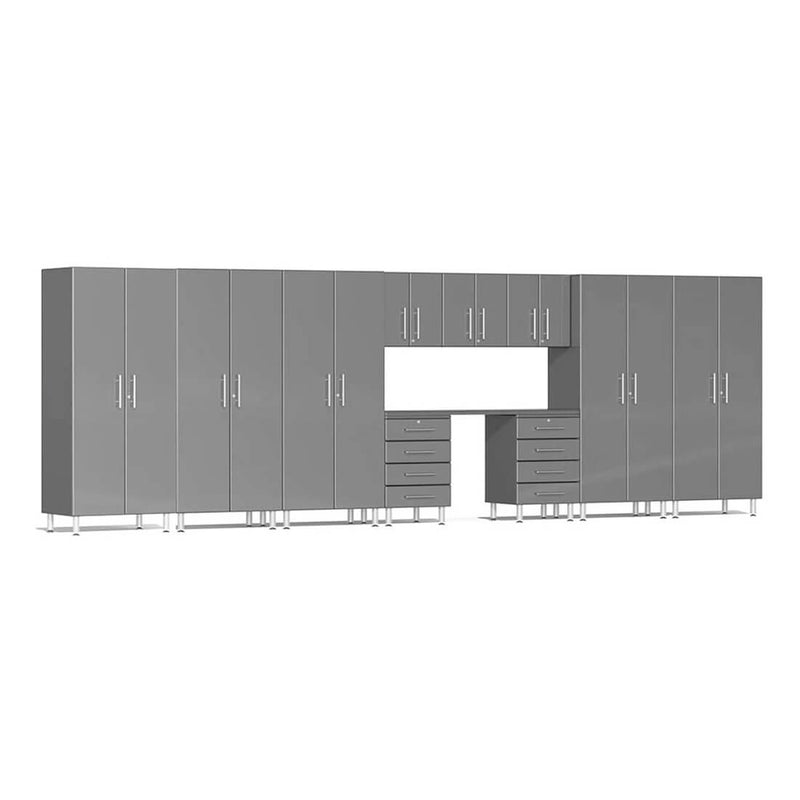 Ulti-MATE Garage 11-Piece Cabinet System with Channeled Worktop in Graphite Grey Metallic