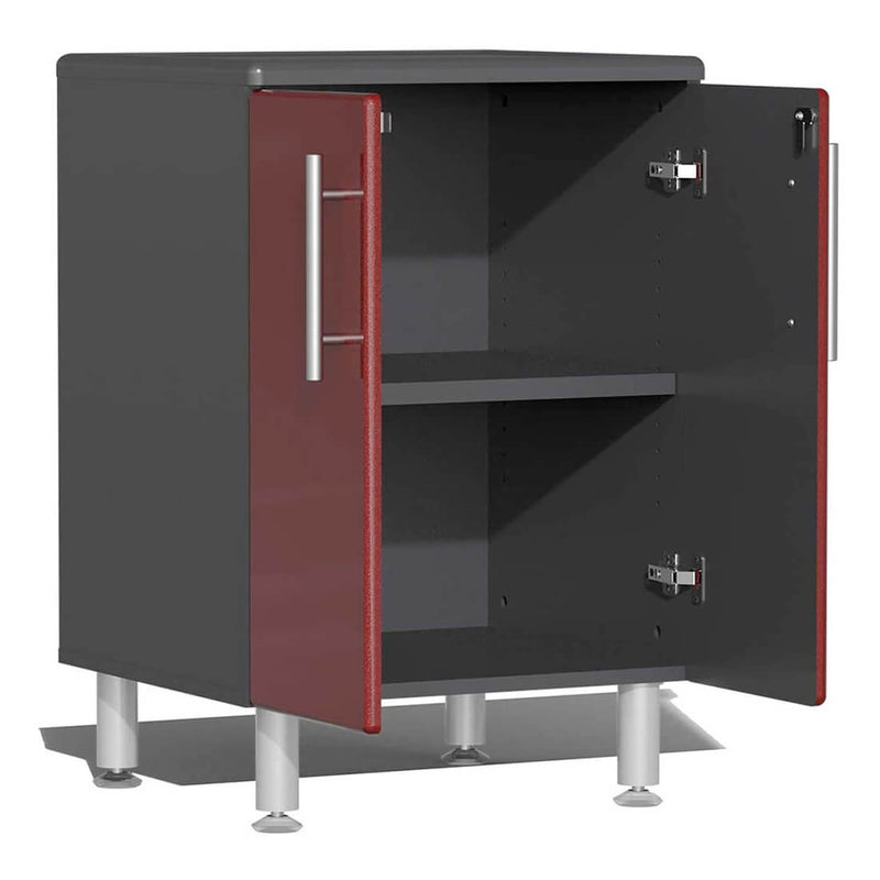 Ulti-MATE Garage 14-Piece Cabinet Kit with Bamboo Worktops in Ruby Red Metallic