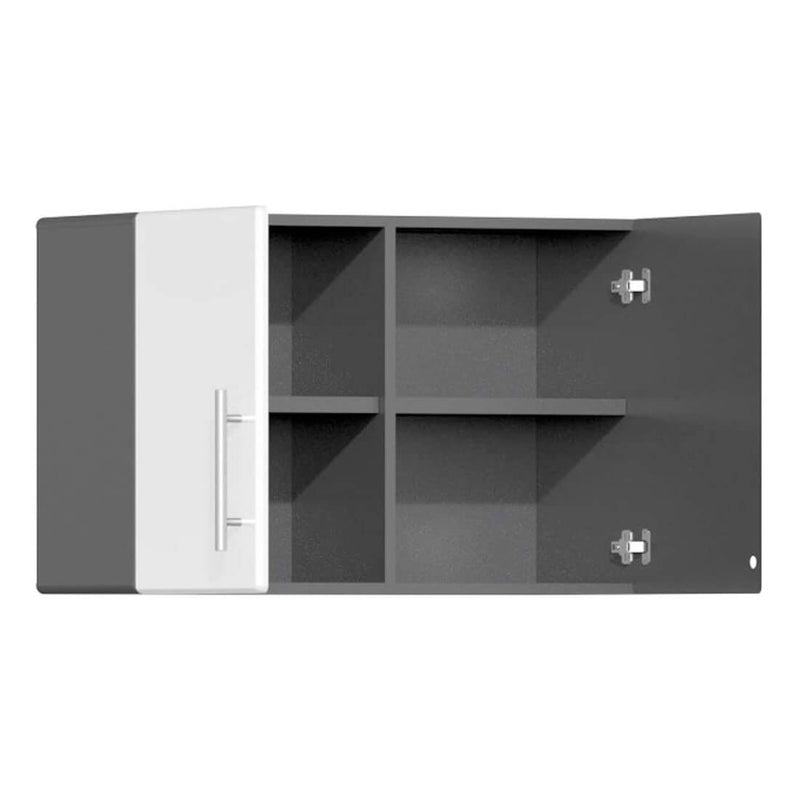Ulti-MATE Garage 11-Piece Garage Cabinet Kit with Bamboo Worktop in Starfire White Metallic