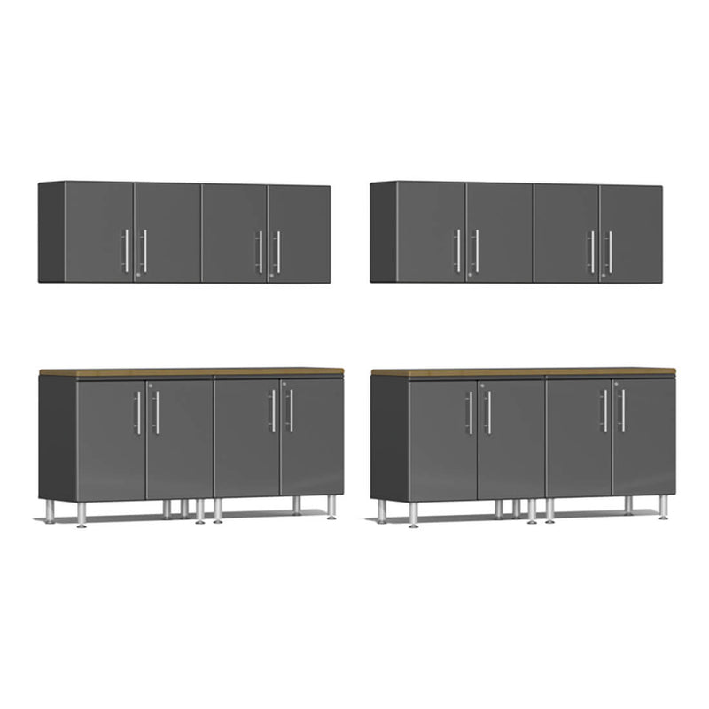 Ulti-MATE Garage 10-Piece Garage Cabinet Kit with Bamboo Worktop in Graphite Grey Metallic