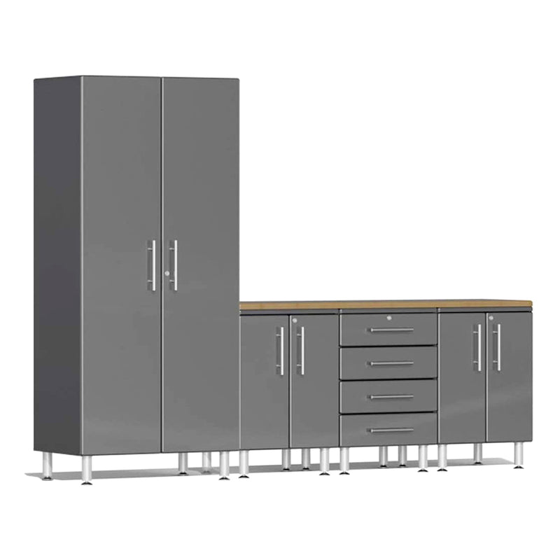 Ulti-MATE Garage 5-Piece Cabinet Set with Bamboo Worktop in Graphite Grey Metallic