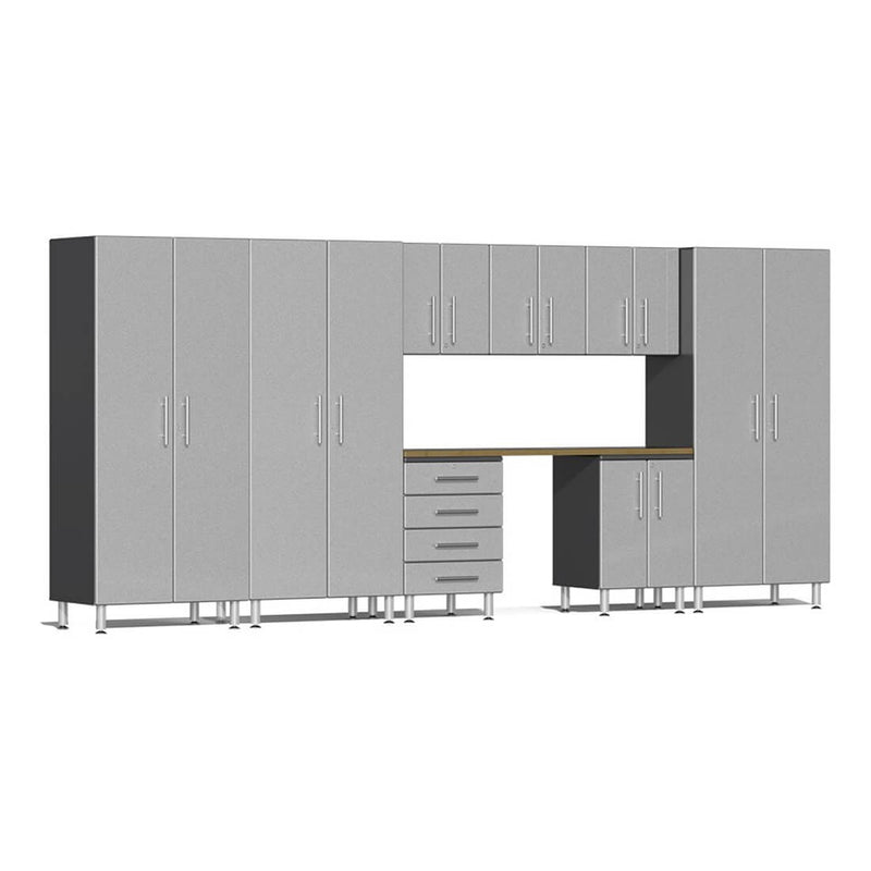 Ulti-MATE Garage 9-Piece Cabinet Kit with Bamboo Top in Stardust Silver Metallic