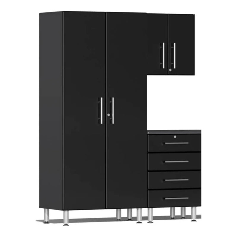 Ulti-MATE Garage 3-Piece Cabinet Set with Bamboo Worktop in Midnight Black Metallic