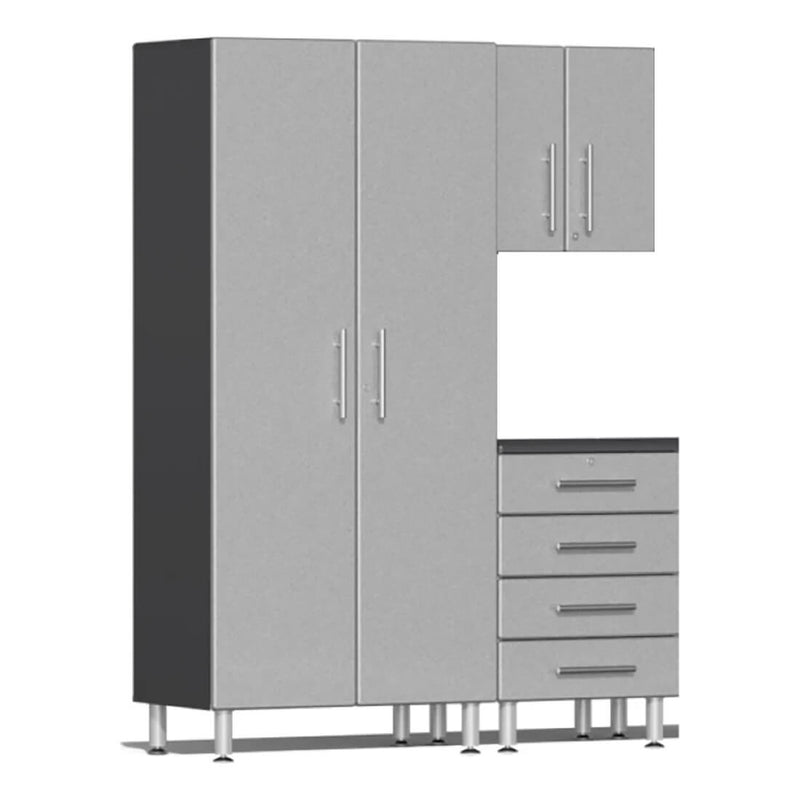Ulti-MATE Garage 3-Piece Cabinet Set with Bamboo Worktop in Stardust Silver Metallic