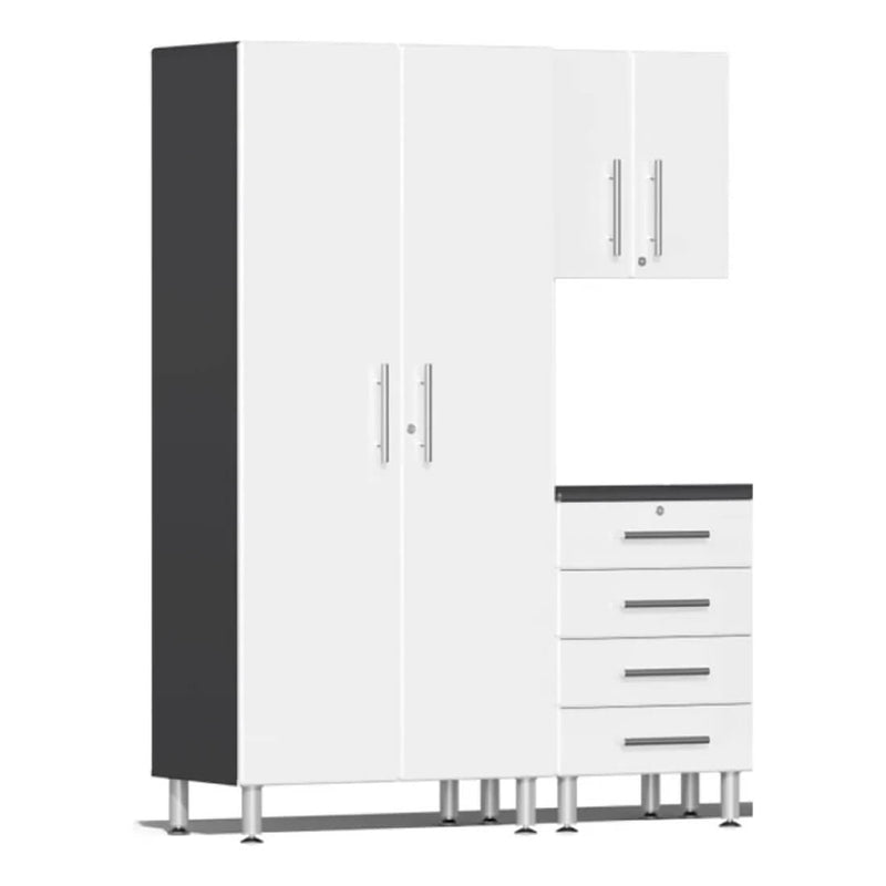 Ulti-MATE Garage 3-Piece Cabinet Set with Bamboo Worktop in Starfire White Metallic
