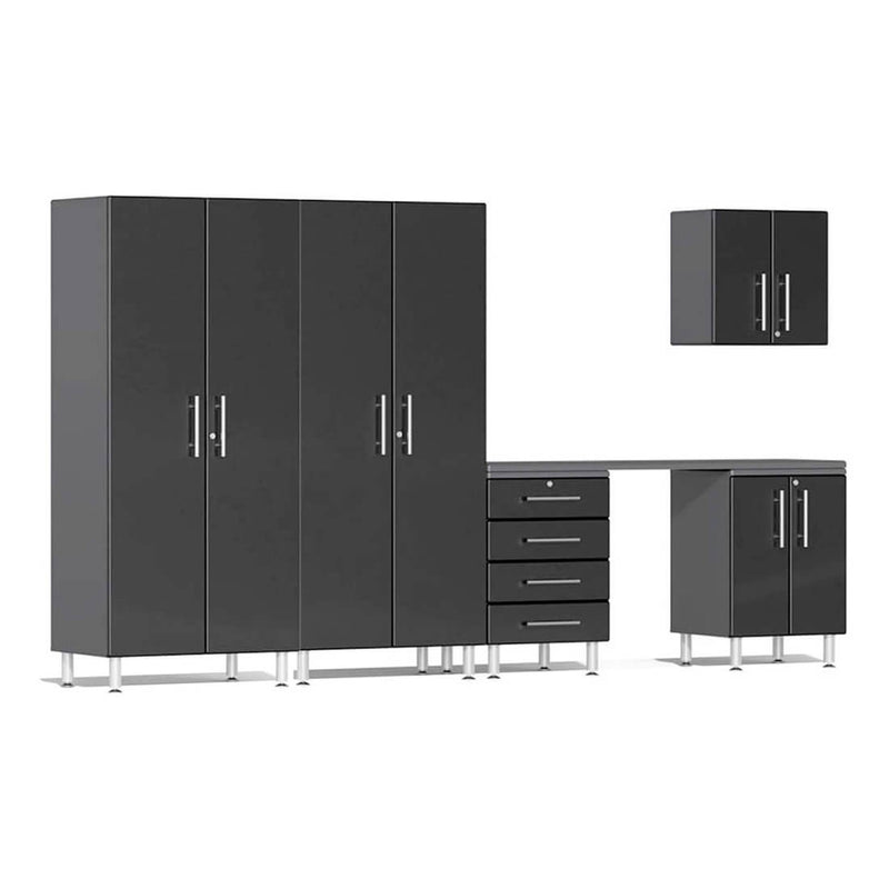 Ulti-MATE Garage 6-Piece Cabinet System with Channeled Worktop in Midnight Black Metallic