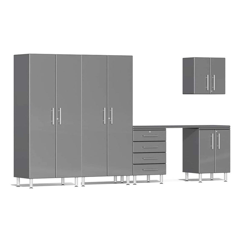Ulti-MATE Garage 6-Piece Cabinet System with Channeled Worktop in Graphite Grey Metallic