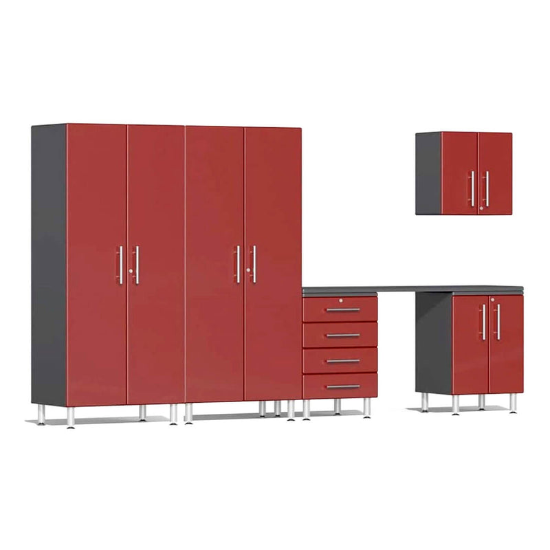 Ulti-MATE Garage 6-Piece Cabinet System with Channeled Worktop in Ruby Red Metallic