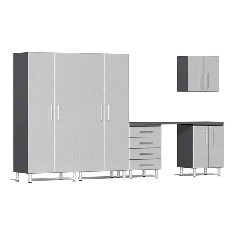 Ulti-MATE Garage 6-Piece Cabinet System with Channeled Worktop in Stardust Silver Metallic