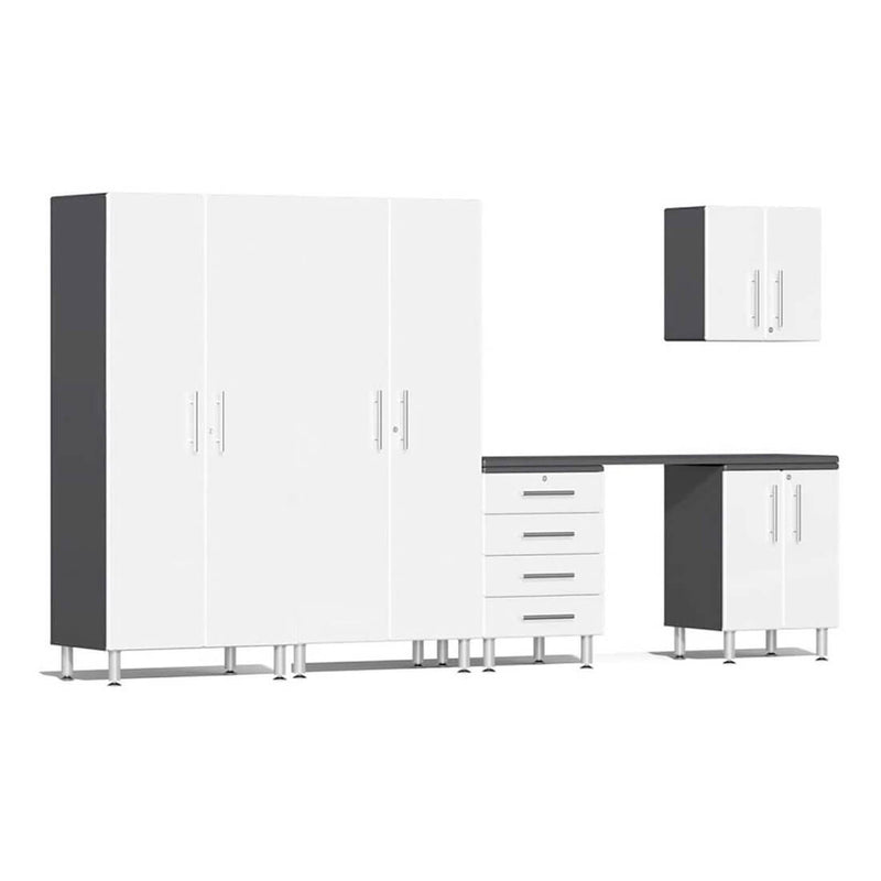 Ulti-MATE Garage 6-Piece Cabinet System with Channeled Worktop in Starfire White Metallic