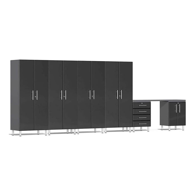 Ulti-MATE Garage 7-Piece Cabinet System with Channeled Worktop in Midnight Black Metallic