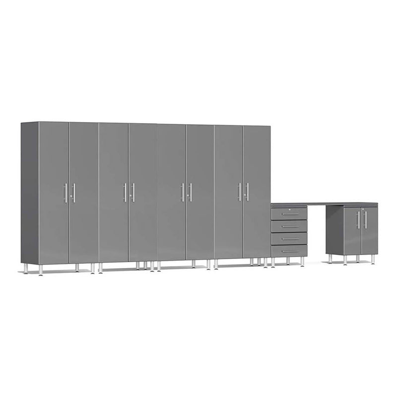 Ulti-MATE Garage 7-Piece Cabinet System with Channeled Worktop in Graphite Grey Metallic
