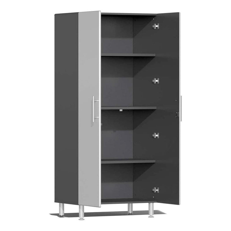 Ulti-MATE Garage 7-Piece Cabinet System with Channeled Worktop in Stardust Silver Metallic