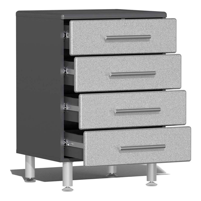 Ulti-MATE Garage 7-Piece Cabinet System with Channeled Worktop in Stardust Silver Metallic