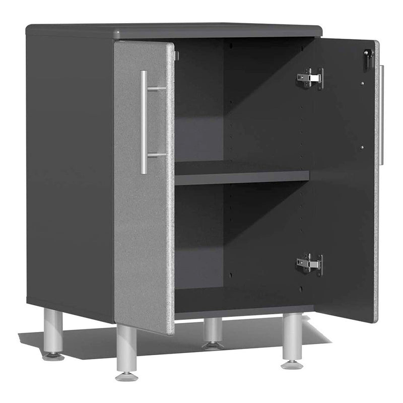 Ulti-MATE Garage 7-Piece Cabinet System with Channeled Worktop in Stardust Silver Metallic