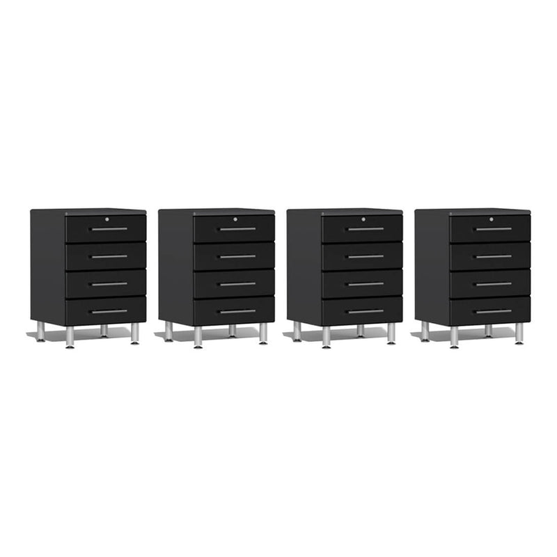 Ulti-MATE Garage 4-Drawer Base Cabinet in Midnight Black Metallic (4-Pack)