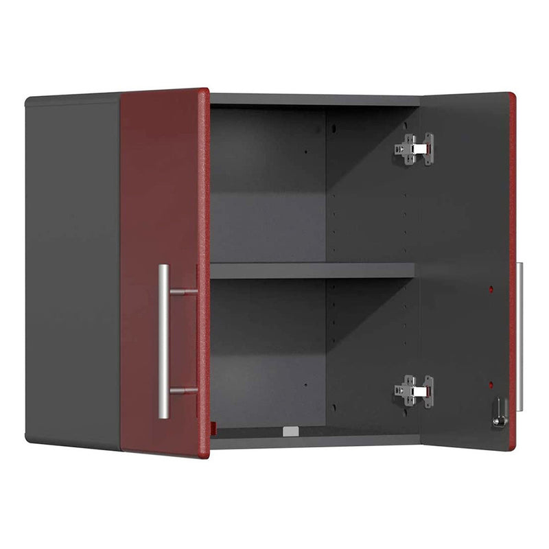 Ulti-MATE Garage 9-Piece Garage Cabinet Kit with Bamboo Worktop in Ruby Red Metallic