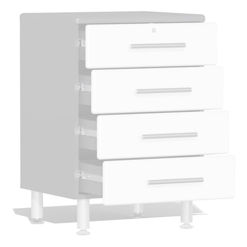Ulti-MATE Garage 9-Piece Garage Cabinet Kit with Bamboo Worktop in Starfire White Metallic
