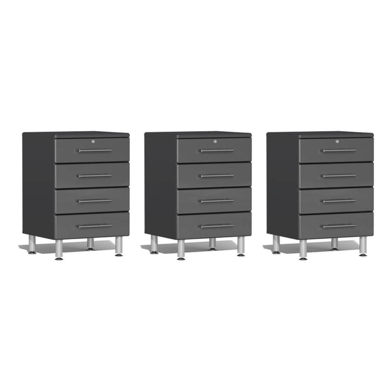 Ulti-MATE Garage 4-Drawer Base Cabinet in Graphite Grey Metallic (3-Pack)