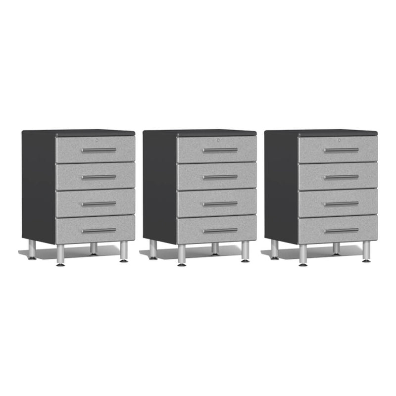 Ulti-MATE Garage 4-Drawer Base Cabinet in Stardust Silver Metallic (3-Pack)