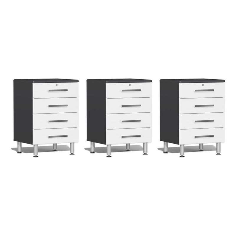 Ulti-MATE Garage 4-Drawer Base Cabinet in Starfire White Metallic (3-Pack)