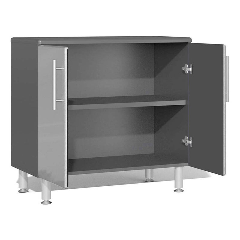 Ulti-MATE Garage 7-Piece Garage Cabinet System with Bamboo Countertop in Stardust Silver Metallic