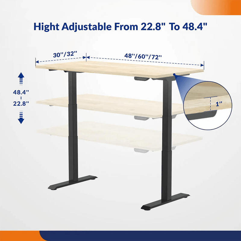 4Dock Electric 72 x 32 Height-Adjustable Industrial Workbench (Black Frame)