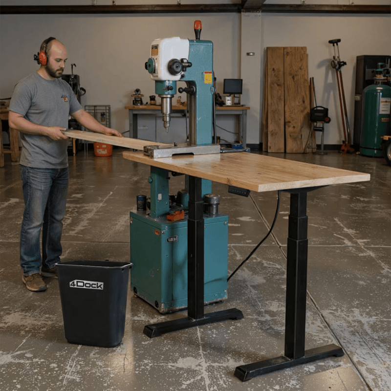 4Dock Electric 72 x 32 Height-Adjustable Industrial Workbench (Black Frame)