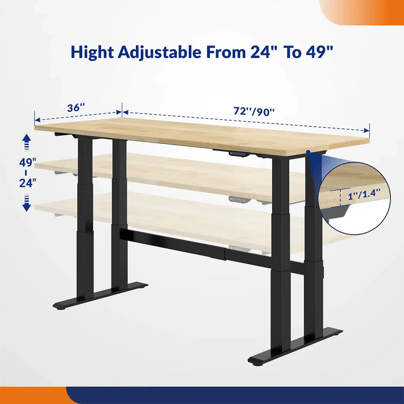 4Dock Electric 90 x 36 Height-Adjustable Industrial Workbench (Black Frame)
